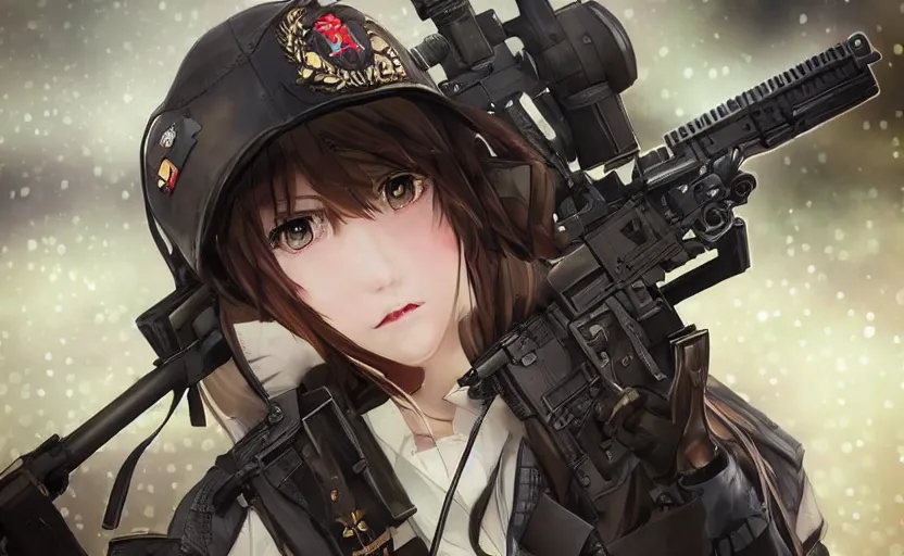 Image similar to portrait photo, highly detailed, high resolution, cosplay photo, stunning, girls frontline style, bokeh soft, 100mm, trending on instagram, by professional photographer, realistic human anatomy, real human faces, realistic military carrier, soldier clothing, modern warfare, realistic ak47, shot with a canon, low saturation