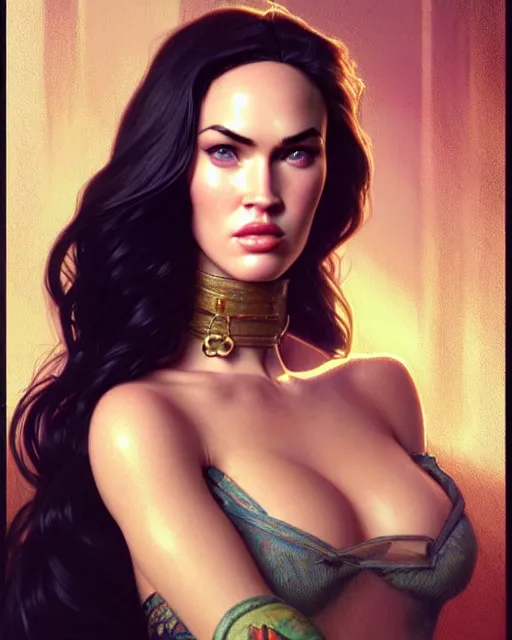 Image similar to portrait of megan fox as a dollhouse doll, miniatures, intricate, headshot, highly detailed, digital painting, artstation, concept art, sharp focus, cinematic lighting, illustration, art by artgerm and greg rutkowski, alphonse mucha, cgsociety