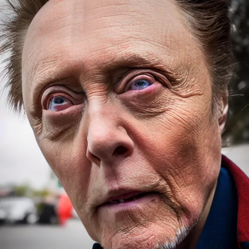 Image similar to christopher walken trick or treating on halloween, ( sony a 7 r iv, symmetric balance, polarizing filter, photolab, lightroom, 4 k, dolby vision, photography awardm, voque, perfect face )