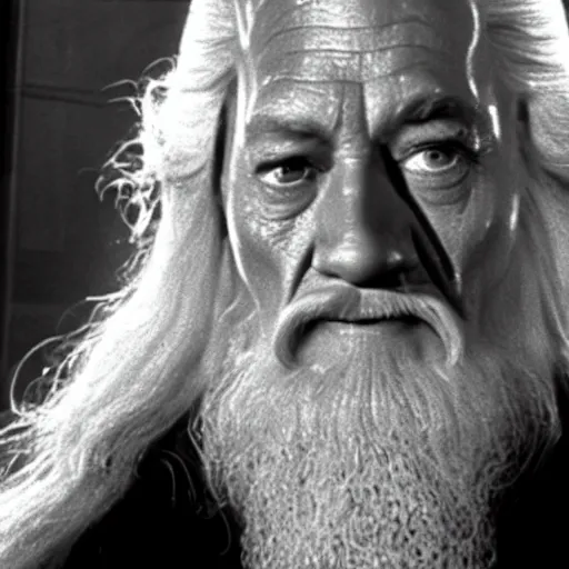 Prompt: A still of Gandalf in Star Trek TOS (1966)