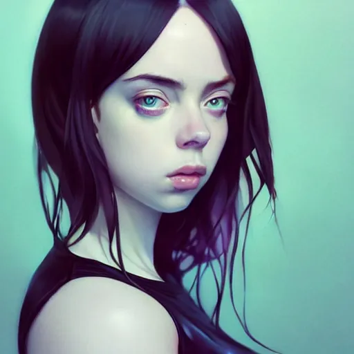 Image similar to a beautiful billie eilish christina hendricks alluring instagram model in latex tank top, by guweiz and wlop and ilya kuvshinov and artgerm and makoto shinkai and studio ghibli, symmetrical eyes, aesthetic, gorgeous, stunning, alluring, attractive, artstation, deviantart, pinterest, digital art