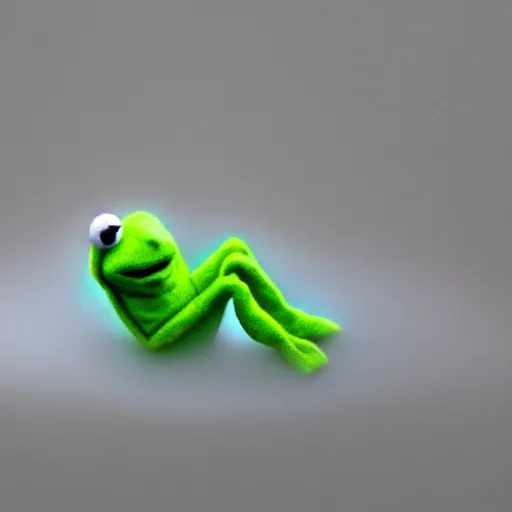 Prompt: ghostly Kermit made of clouds and fog