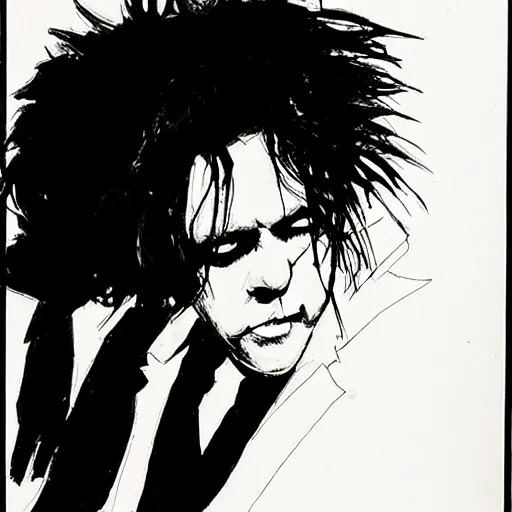 Prompt: robert smith, portrait, by guido crepax