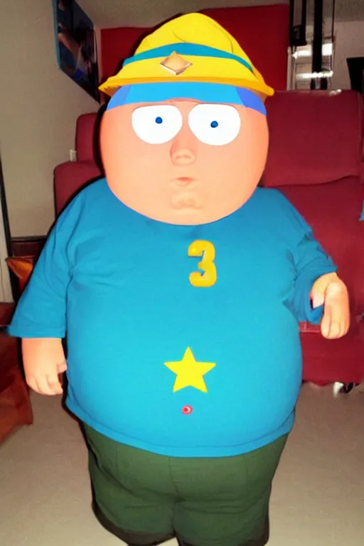 Image similar to Eric Cartman from South Park as a real life 3d human