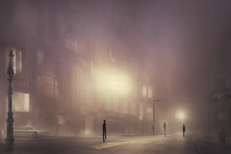 Prompt: The fog sits looking over harbor, a silent shadow haunches over the town like a cat on 3D rendering by Liam Wong, painting by Church, Frederic Edwin, and photography by Gregory Crewdson, shadown art by Ryota Kuwakubo, UHD, amazing depth, cinematic ambient light, atmospheric, trending on artstation