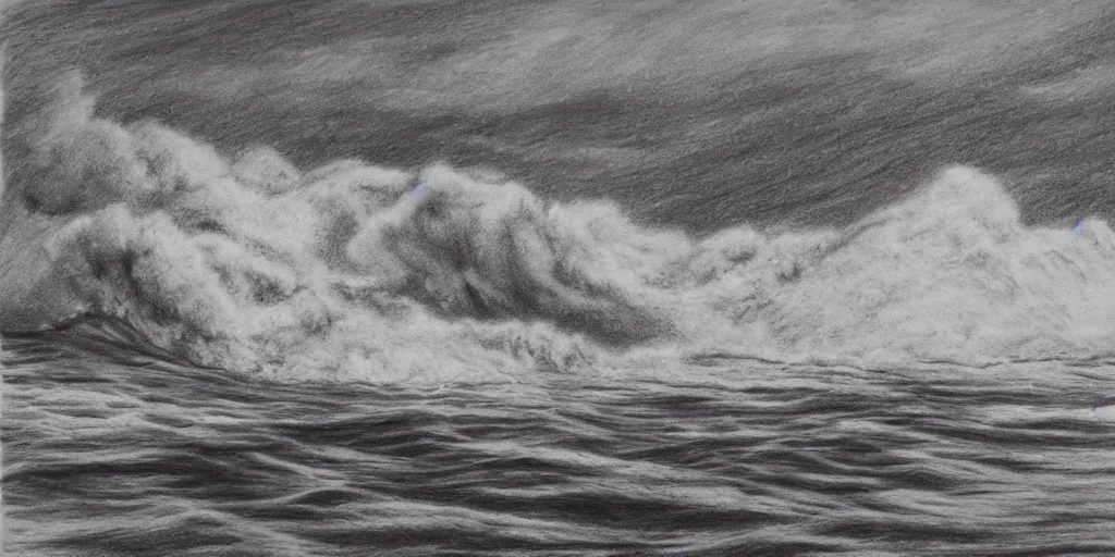 Image similar to a drawing of a tsunami hitting san francisco, realism, 3 d, terror, intense,