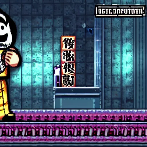 Image similar to in-game screenshot of kiryu kazuma from yakuza in the video game spelunky 2