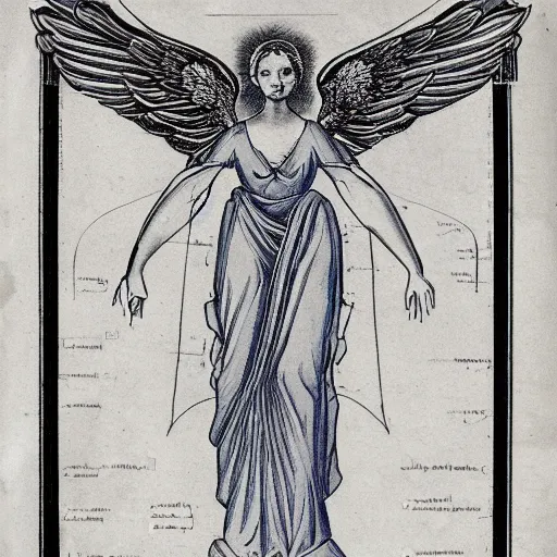 Image similar to a blueprint of a seraphim