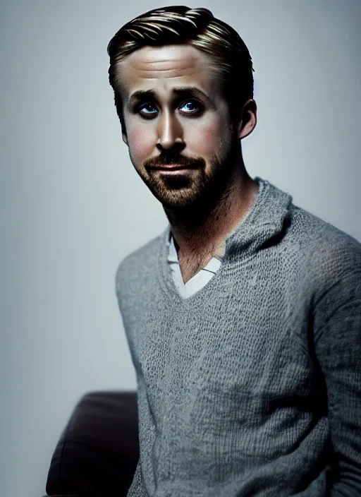 Prompt: ryan gosling fused with a goose neck, natural light, bloom, detailed face, magazine, press, photo, steve mccurry, david lazar, canon, nikon, focus