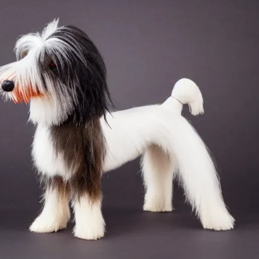 Prompt: TY beanie baby (bearded collie dog), comedy, action shot, arf, ultra high resolution, cute, adorable, fluffy, 70mm/f2.8, imax