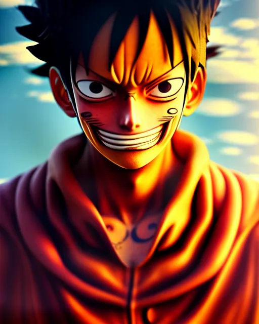 Image similar to luffy | | artgerm, deviantart, realistic, dramatic shadowing, 8 k, hd, octane render, perfect