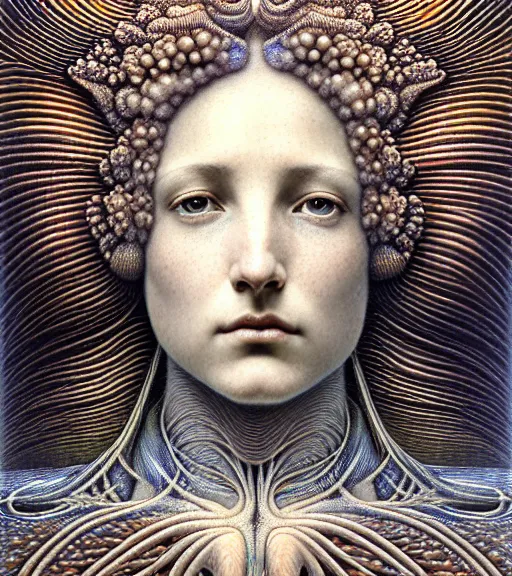 Image similar to detailed realistic beautiful lightning goddess face portrait by jean delville, gustave dore, iris van herpen and marco mazzoni, art forms of nature by ernst haeckel, art nouveau, symbolist, visionary, gothic, neo - gothic, pre - raphaelite, fractal lace, intricate alien botanicals, ai biodiversity, surreality, hyperdetailed ultrasharp octane render