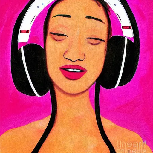 Image similar to a beautiful woman with headphones dancing by jason brooks