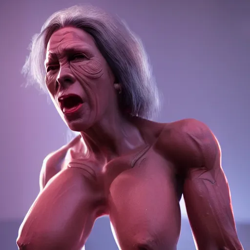 Prompt: your anger mom watching you play discord, muscle extremely detailed, fantastic details full face, mouth, trending on artstation, pixiv, cgsociety, hyperdetailed Unreal Engine 4k 8k ultra HD, WLOP