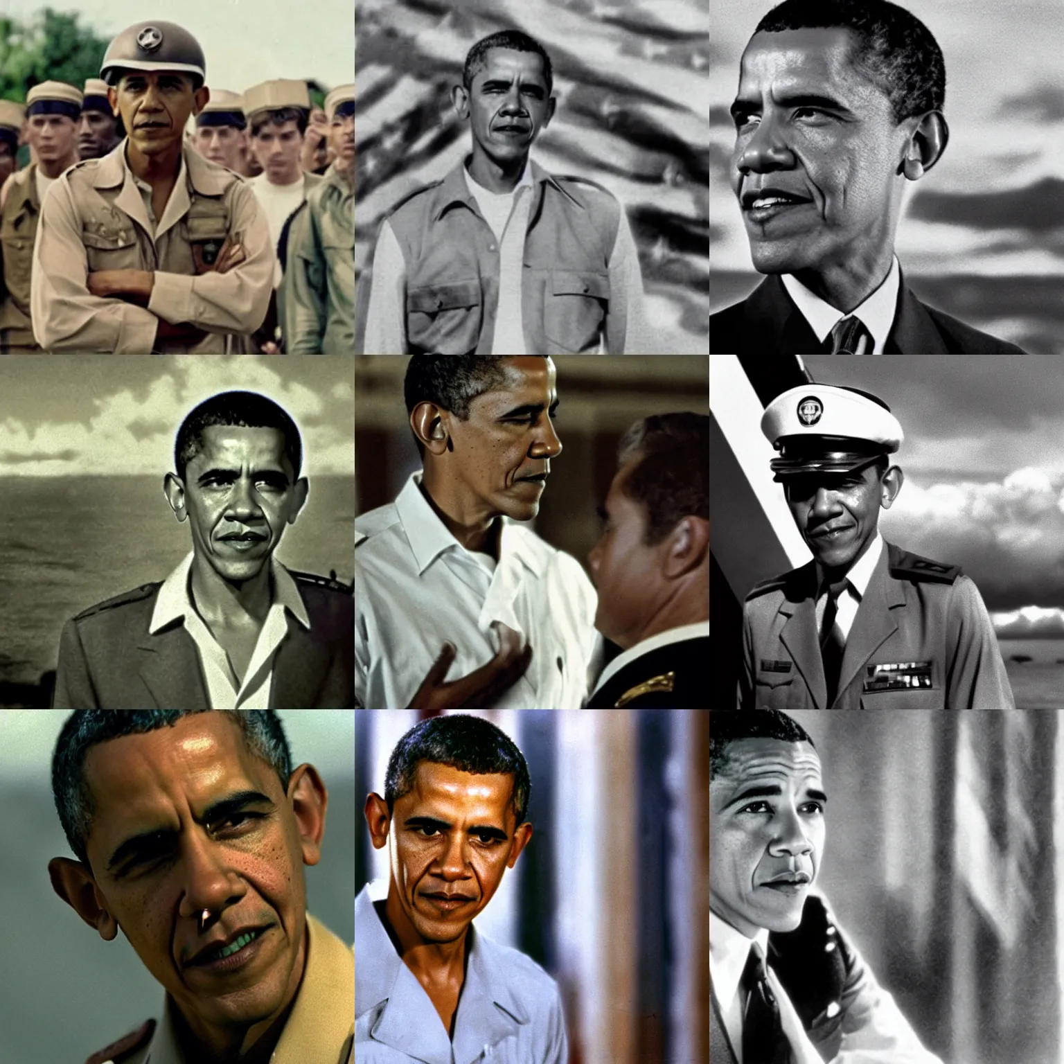 Prompt: Movie still of Barack Obama in Pearl Harbor