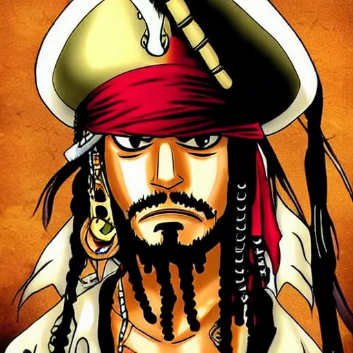 Prompt: Jack Sparrow in the style of One Piece