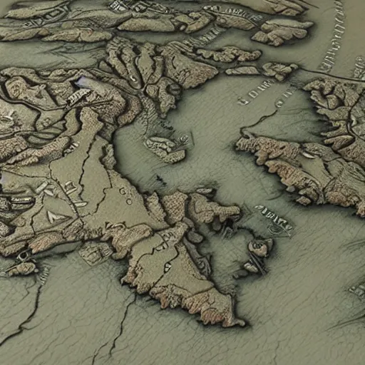 Image similar to the miniature 3d map for Game of Thrones, highly detailed, very detailed, 4k