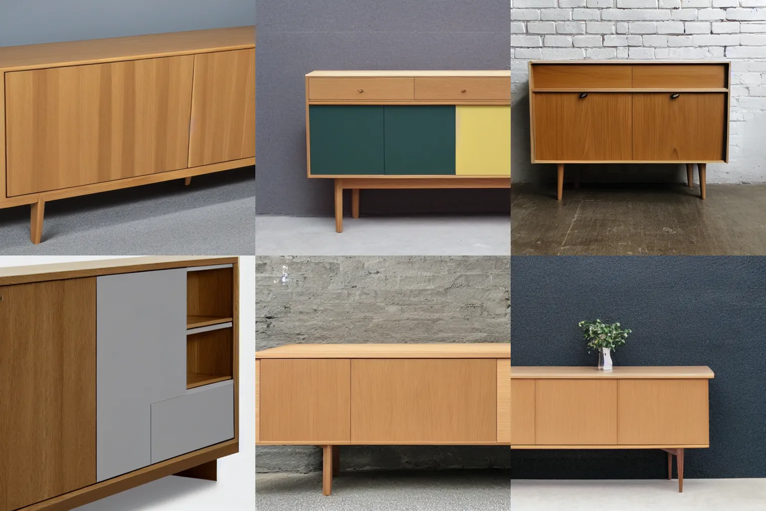 Prompt: a sideboard, oak and corian