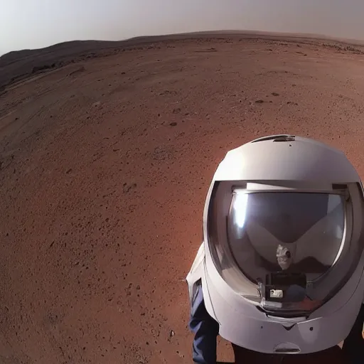 Image similar to Elon musk selfie with futuristic house on mars