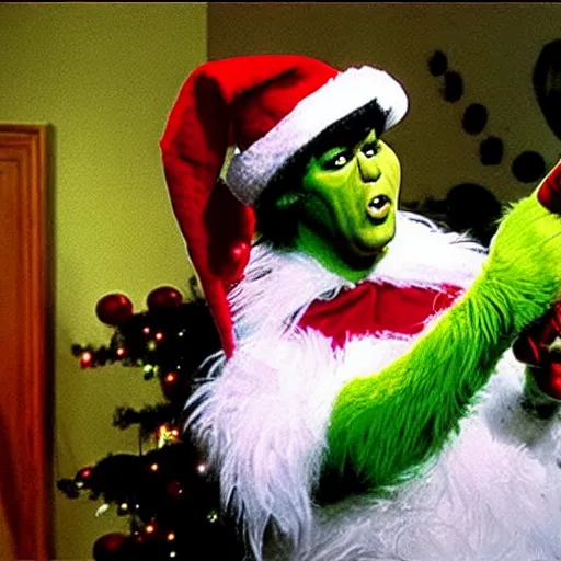 Prompt: elvis presly as the grinch, highly funny stuff