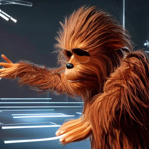 Image similar to wookie dancing at studio 5 4 incredible detail, fineline detail, cinematic quality, high octane, vray render