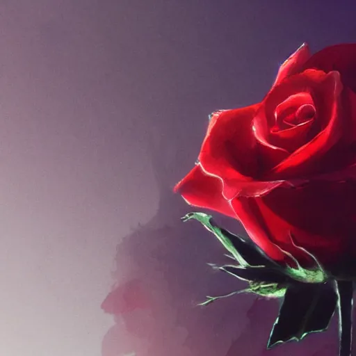 Image similar to a close up illustration of a red rose, dramatic lighting, illustration by Greg rutkowski, yoji shinkawa, 4k, digital art, concept art, trending on artstation