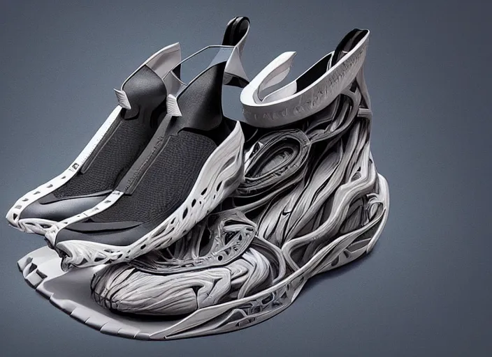 Prompt: anatomically correct biomechanical sneaker design, futuristic engineering