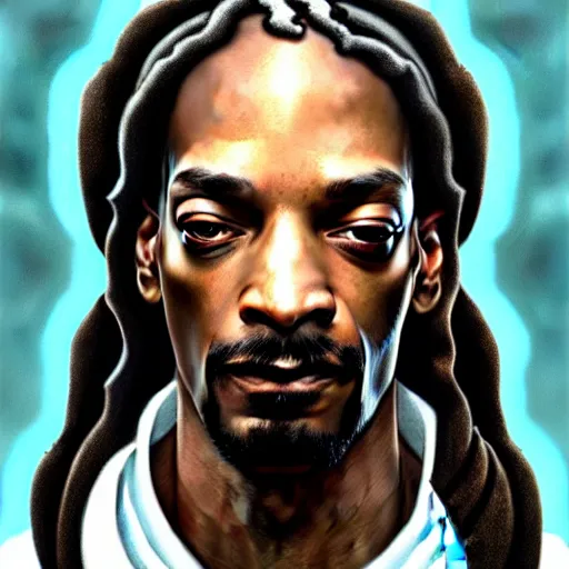 Prompt: intense portrait of the snoop dog, intricate, elegant, highly detailed, my rendition, digital painting, artstation, concept art, smooth, sharp focus, radiant light, illustration, art by artgerm and greg rutkowski and alphonse mucha