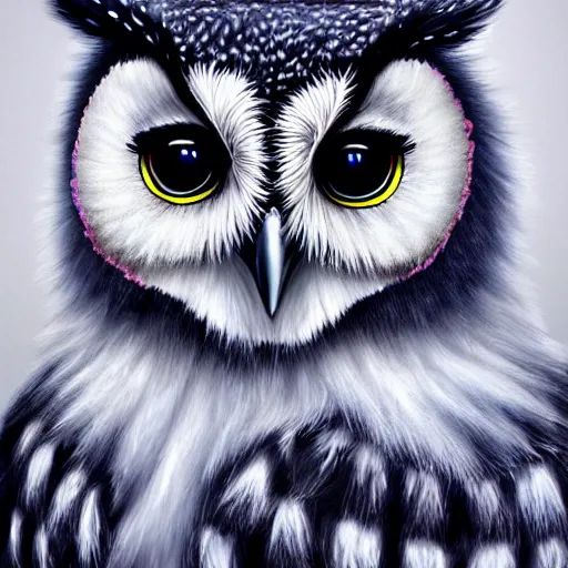 Prompt: beautiful furry owl portrait, furry woman
