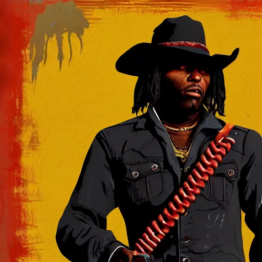 Image similar to Rapper Chief Keef In red dead redemption 2 digital art 4K quality super realistic