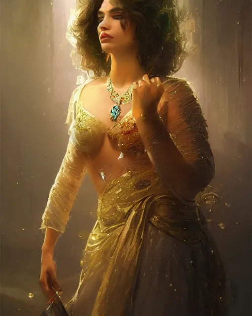 Prompt: Pride as a beautiful latino princess, gorgeous, portrait, powerful, intricate, beautiful, masterpiece, elegant, volumetric lighting, back lighting, rimlight, dramatic lighting, digital painting, highly detailed, artstation, sharp focus, illustration, Artgerm, Jean-Léon Gérôme , ruan jia