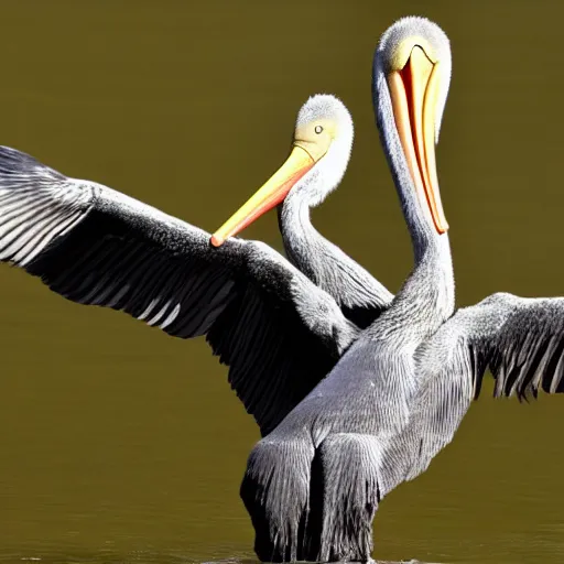 Prompt: an extremely muscular pelican