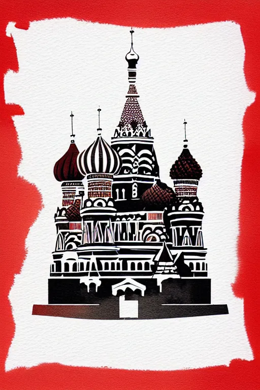 Image similar to minimalist watercolor art of a moscow kreml, illustration, vector art