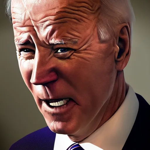 Image similar to joe biden being extremly scary, dramatic lighting, cinematic, establishing shot, extremly high detail, photorealistic, cinematic lighting, artstation, style by James Gurney