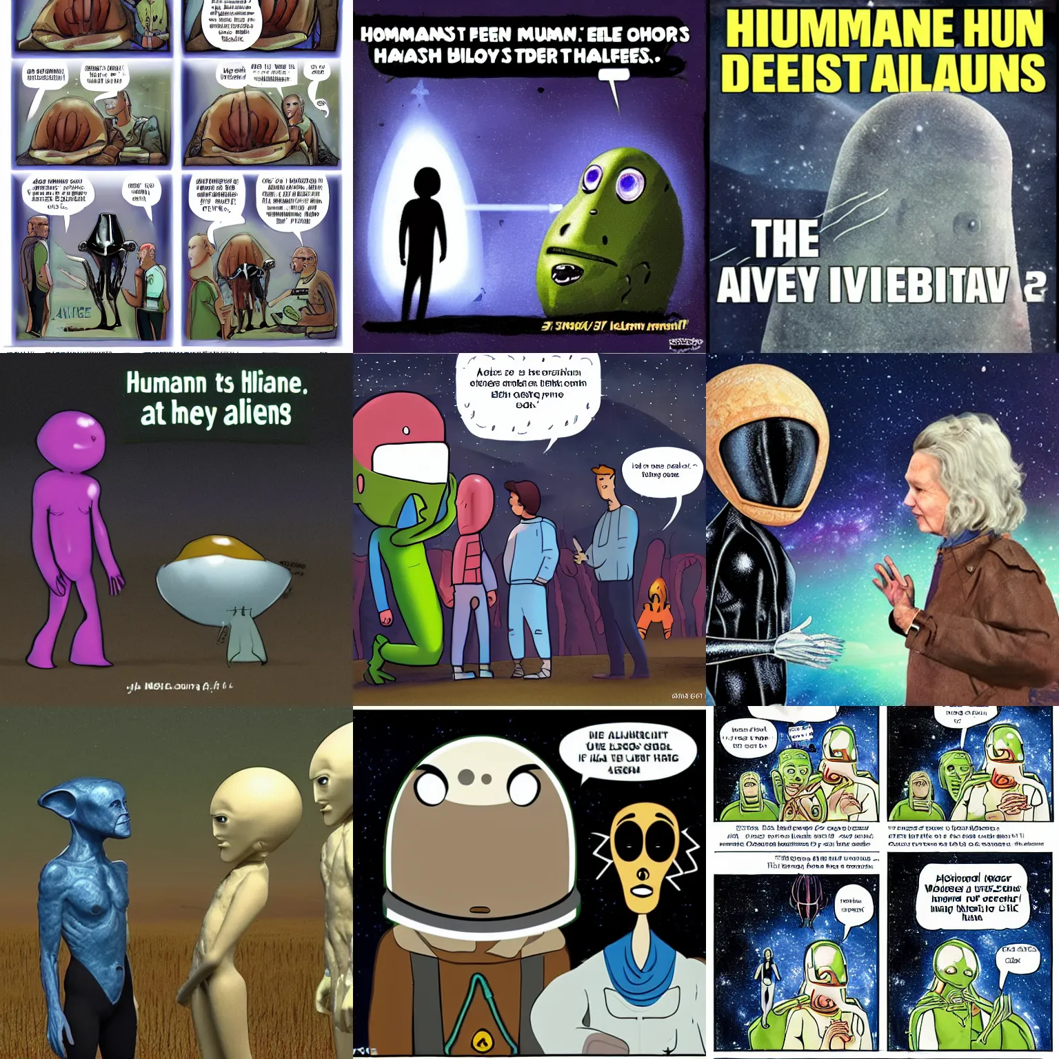 Prompt: Humans meet aliens.