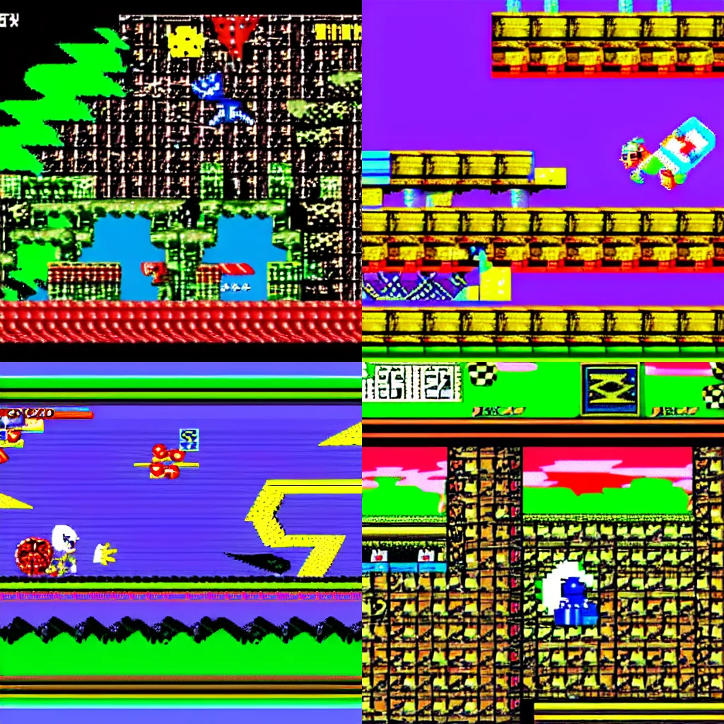 Prompt: screenshot from sinclair zx spectrum game sonic the hedgehog