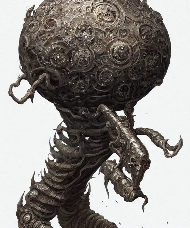 Image similar to hziulquoigmnzhah, the god of cykranosh, a spheroid body, elongated arms, short legs, head dangling underneath, fantasy, intricate, elegant, highly detailed, digital painting, artstation, concept art, matte, sharp focus, illustration, art by keith thompson and christopher lane