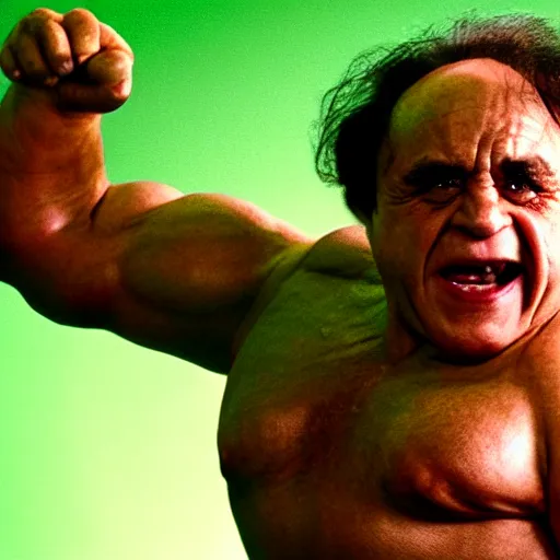 Image similar to Danny devito as the hulk