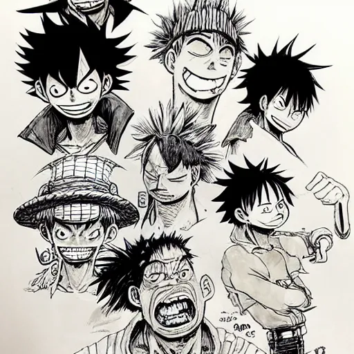 Image similar to luffy by kim jung gi