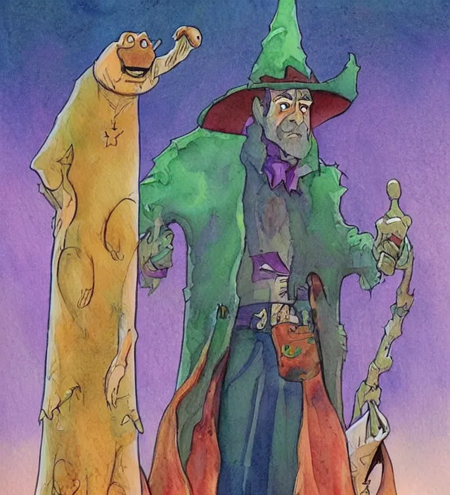 Prompt: a watercolor ink painting of scooby - doo as a wizard / sheriff in the style of jean giraud in the style of moebius trending on artstation deviantart pinterest detailed realistic hd 8 k high resolution