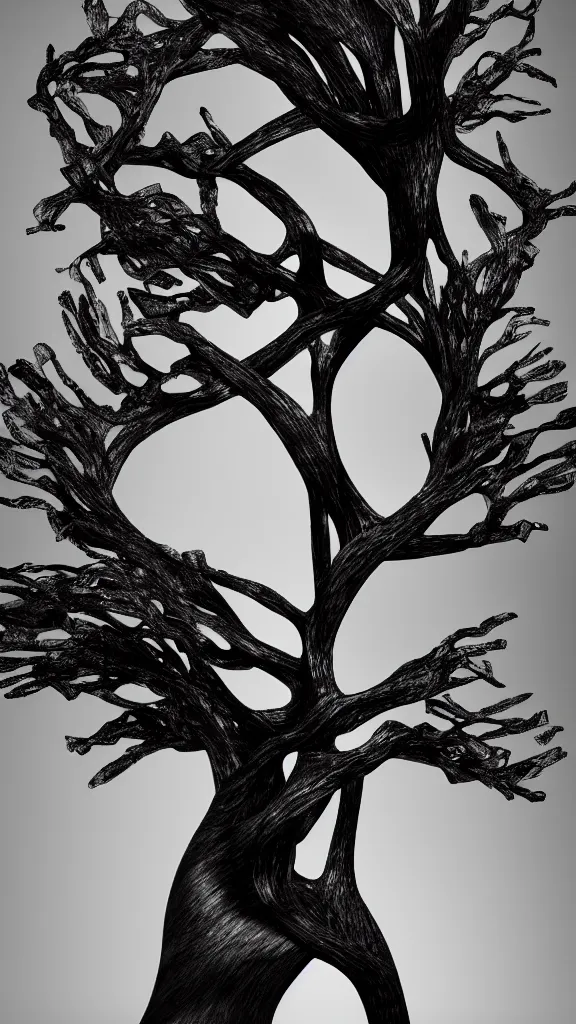 Prompt: tree by ingrid baars, octane render, 4 k, 8 k, sharp, very very stunning, twisted, vanishing, transparent, ethereal, mystical