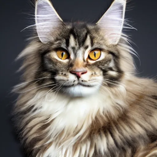 Prompt: A crying very sad fluffy Maine Coon. Highly realistic. Highly detailed. High resolution. 4k. 8k