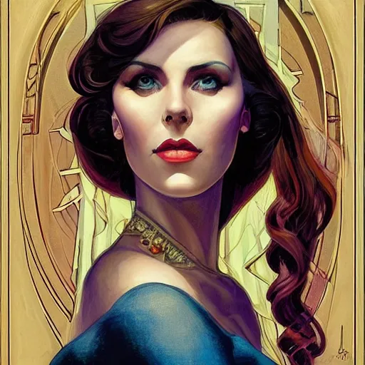 Image similar to a streamline moderne, art nouveau, multi - ethnic portrait in the style of charlie bowater, and in the style of donato giancola, and in the style of charles dulac. intelligent, expressive eyes. symmetry, ultrasharp focus, dramatic lighting, semirealism, intricate symmetrical ultrafine background detail.