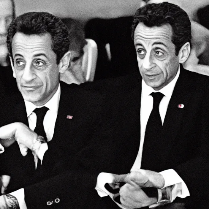 Image similar to picture of Nicolas Sarkozy, low quality cctv footage, film grain