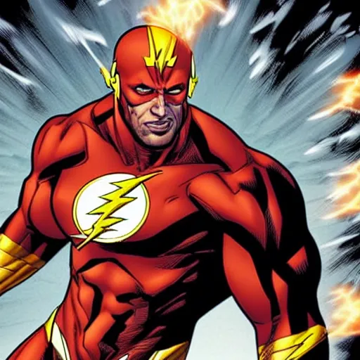 Image similar to The Rock starring as the Flash in the Flash comics