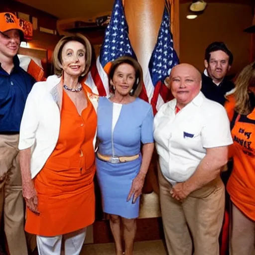 Image similar to nancy pelosi as a hooters waitress