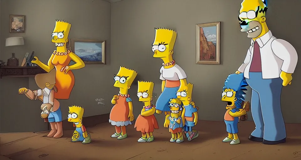 Prompt: the simpsons family, digital art, ultra realistic, ultra detailed, art by greg rutkowski