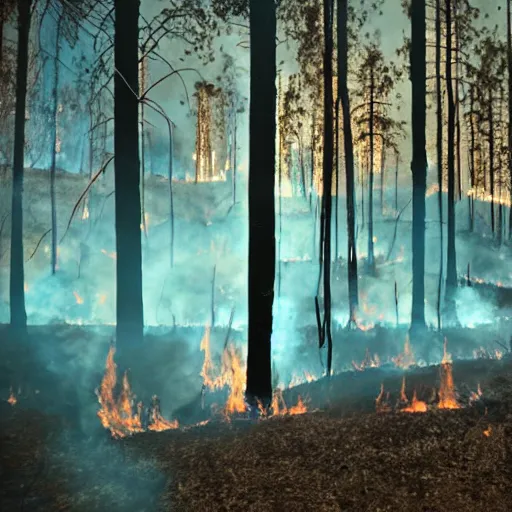 Prompt: Forest Fire in the style of Stanley Kubrick