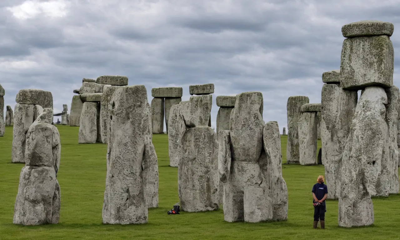 Prompt: Robot druids observing the summer solstice at Stonehenge
