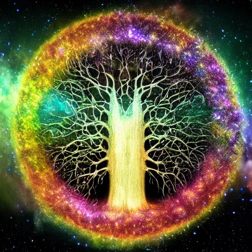 Image similar to a hyper-detailed photo of tree of life in galaxy